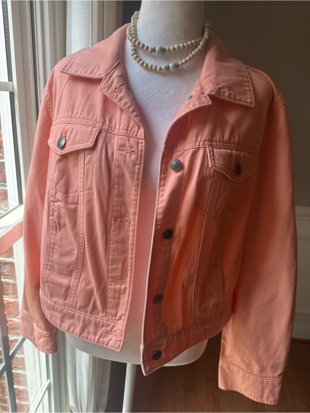Faded Glory Coral-Peach Denim Jacket